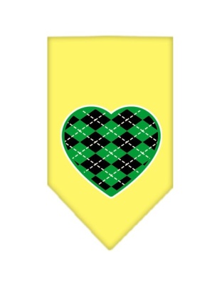 Argyle Heart Green Screen Print Bandana Yellow Large