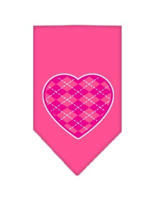 Argyle Heart Pink Screen Print Bandana Bright Pink Large