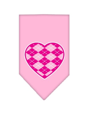 Argyle Heart Pink Screen Print Bandana Light Pink Large