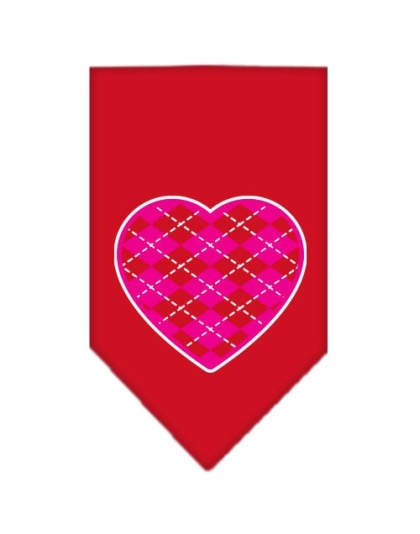 Argyle Heart Pink Screen Print Bandana Red Large