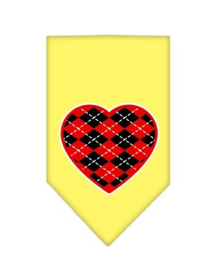 Argyle Heart Red Screen Print Bandana Yellow Large