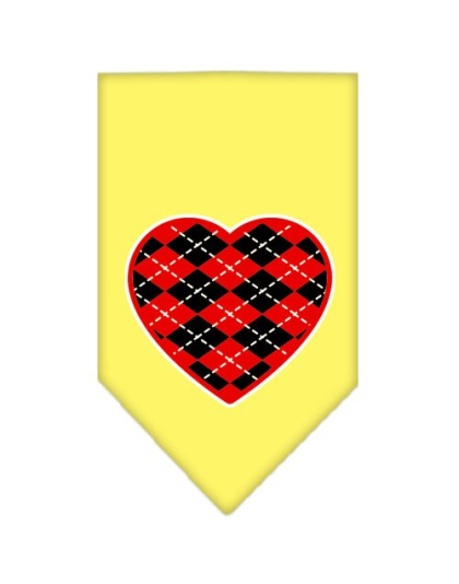 Argyle Heart Red Screen Print Bandana Yellow Large