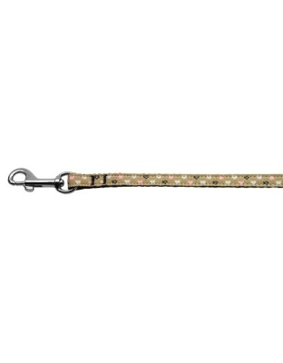 Argyle Hearts Nylon Ribbon Leash Tan 3/8 inch wide 4ft Long