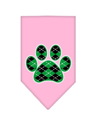 Argyle Paw Green Screen Print Bandana Light Pink Large