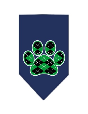 Argyle Paw Green Screen Print Bandana Navy Blue large