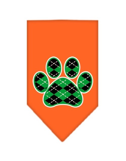 Argyle Paw Green Screen Print Bandana Orange Large