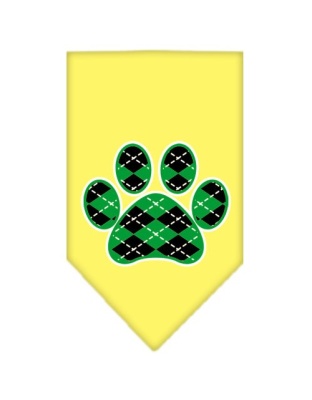 Argyle Paw Green Screen Print Bandana Yellow Large