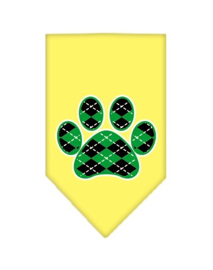 Argyle Paw Green Screen Print Bandana Yellow Large