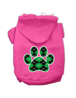 Argyle Paw Green Screen Print Pet Hoodies Bright Pink Size Lg