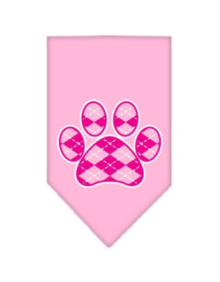 Argyle Paw Pink Screen Print Bandana Light Pink Large