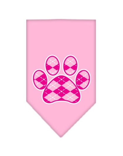 Argyle Paw Pink Screen Print Bandana Light Pink Large