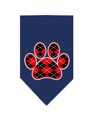 Argyle Paw Red Screen Print Bandana Navy Blue large