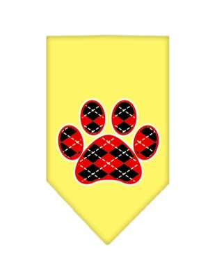 Argyle Paw Red Screen Print Bandana Yellow Large