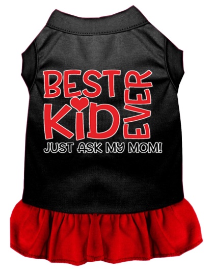 Ask My Mom Screen Print Dog Dress Black with Red Lg