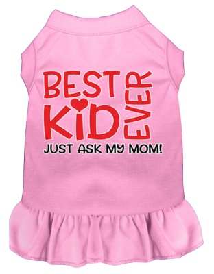 Ask My Mom Screen Print Dog Dress Light Pink 4X (22)
