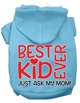 Ask My Mom Screen Print Dog Hoodie Baby Blue L