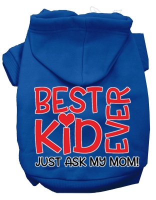 Ask My Mom Screen Print Dog Hoodie Blue L