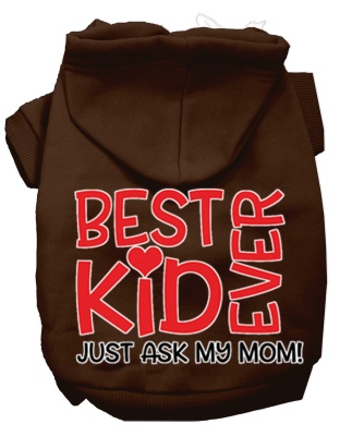 Ask My Mom Screen Print Dog Hoodie Brown L
