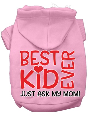 Ask My Mom Screen Print Dog Hoodie Light Pink L