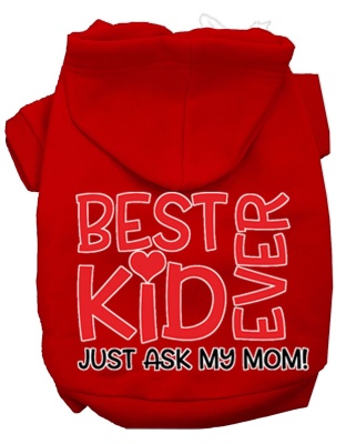 Ask My Mom Screen Print Dog Hoodie Red L