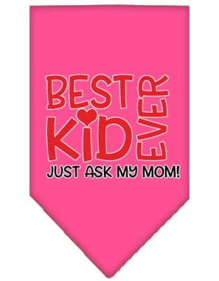 Ask My Mom Screen Print Pet Bandana Bright Pink Large