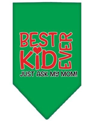 Ask My Mom Screen Print Pet Bandana Emerald Green Large