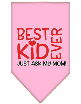 Ask My Mom Screen Print Pet Bandana Light Pink Large