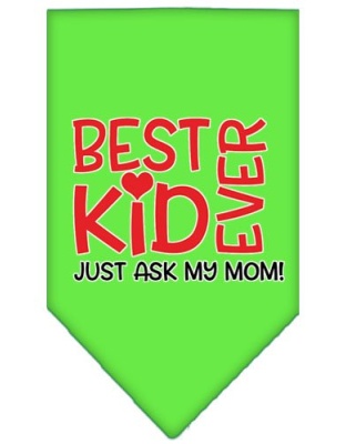 Ask My Mom Screen Print Pet Bandana Lime Green Large