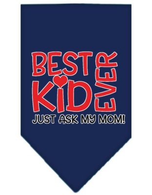 Ask My Mom Screen Print Pet Bandana Navy Blue large