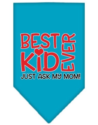 Ask My Mom Screen Print Pet Bandana Turquoise Large