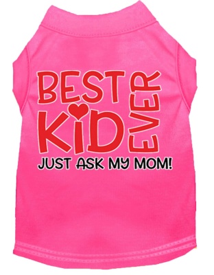 Ask My Parents Screen Print Dog Shirt Bright Pink Lg