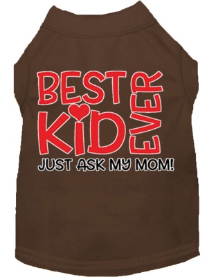 Ask My Parents Screen Print Dog Shirt Brown Lg