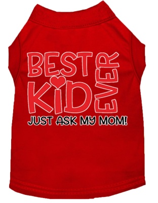 Ask My Parents Screen Print Dog Shirt Red Lg