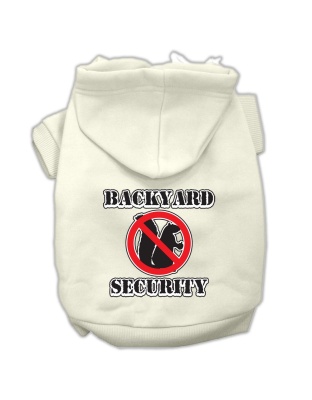 Backyard Security Screen Print Pet Hoodies Cream Size L