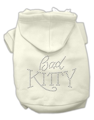 Bad Kitty Rhinestud Hoodie Cream L