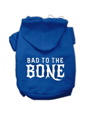 Bad to the Bone Dog Pet Hoodies Blue Size Lg