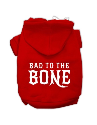 Bad to the Bone Dog Pet Hoodies Red Size Lg