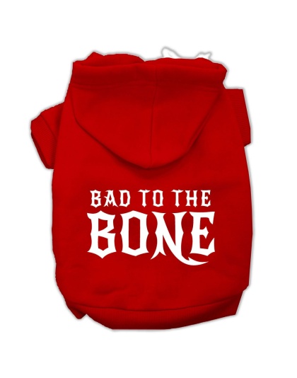 Bad to the Bone Dog Pet Hoodies Red Size Lg