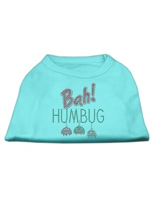 Bah Humbug Rhinestone Dog Shirt Aqua Lg