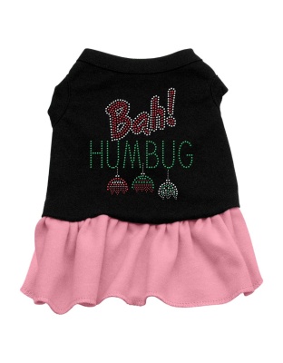 Bah Humbug Rhinestone Dress Black with Pink Lg