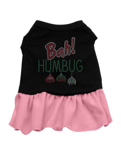 Bah Humbug Rhinestone Dress Black with Pink Lg