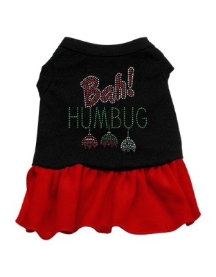 Bah Humbug Rhinestone Dress Black with Red Lg