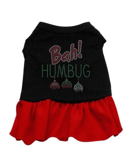 Bah Humbug Rhinestone Dress Black with Red Lg