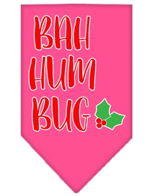 Bah Humbug Screen Print Bandana Bright Pink Large