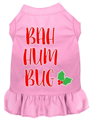 Bah Humbug Screen Print Dog Dress Light Pink 4X