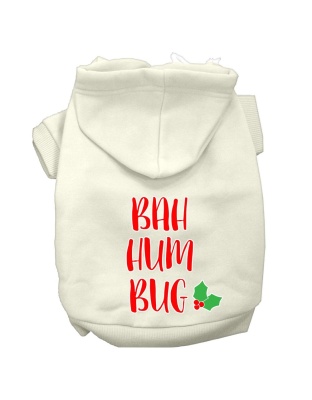 Bah Humbug Screen Print Dog Hoodie Cream L