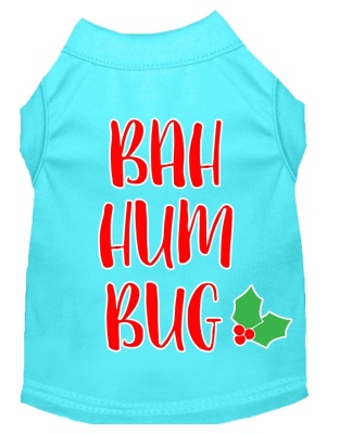 Bah Humbug Screen Print Dog Shirt Aqua Lg
