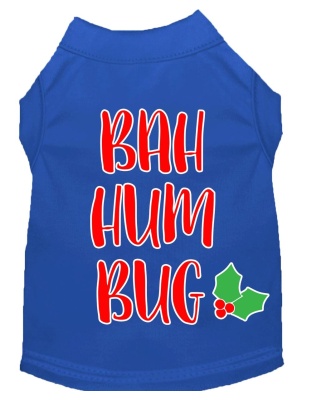 Bah Humbug Screen Print Dog Shirt Blue Lg