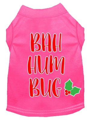 Bah Humbug Screen Print Dog Shirt Bright Pink Lg