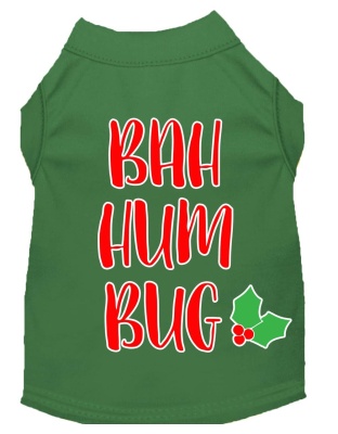 Bah Humbug Screen Print Dog Shirt Green Lg